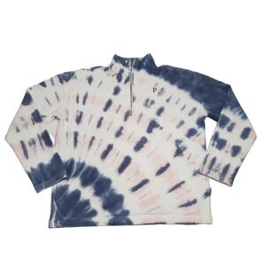 PINK Victorias Secret Sweatshirt Womens XS Blue Tie Dye Quarter Zip‎ Pullover